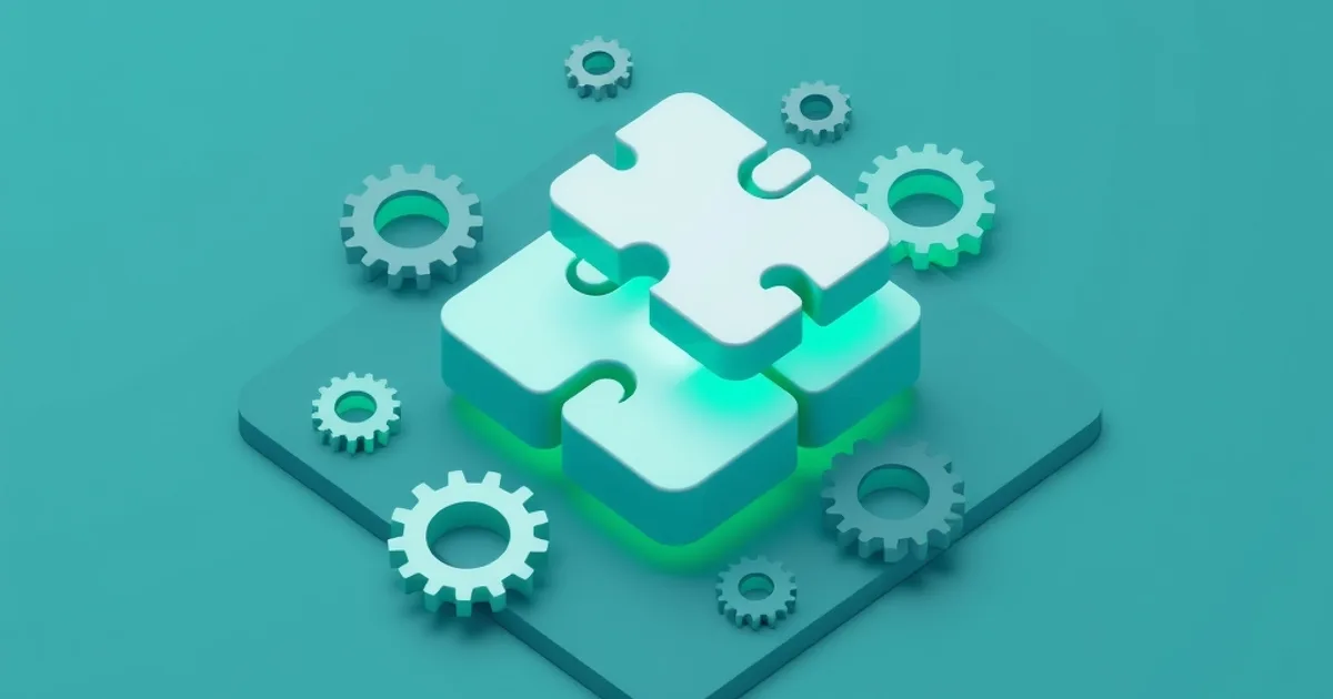 Puzzle pieces with gears and cogs